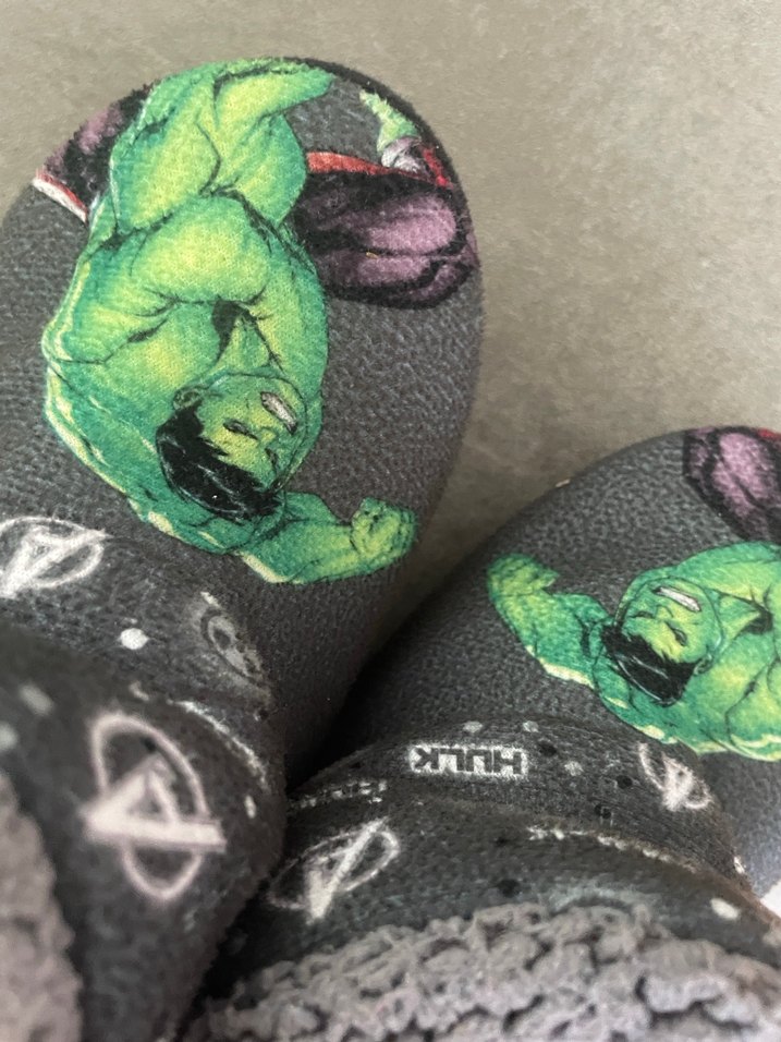 Gri Hulk Desenli Erkek Çocuk Sıcak Terlik - Görsel 3