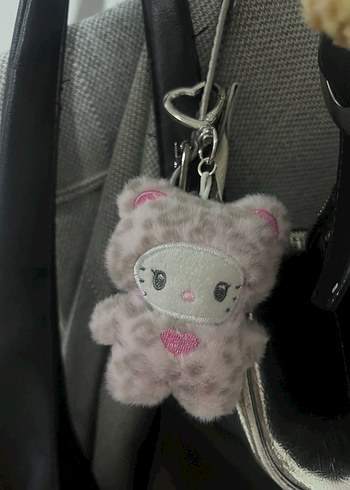 Pembe hello kitty peluş kalpli anahtarlık