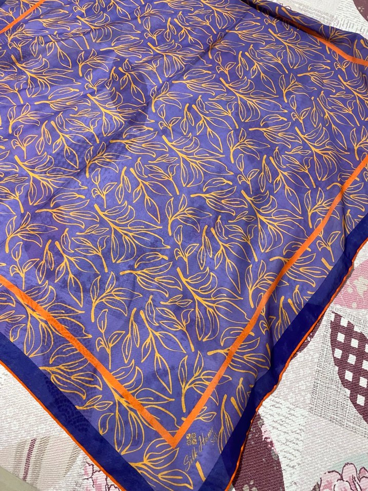 Turuncu Nakışlı Uzun Keten Gömlek - Görsel 4