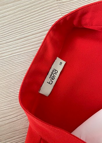 Kadın Kırmızı Fermuarlı Midi Ceket - Görsel 5