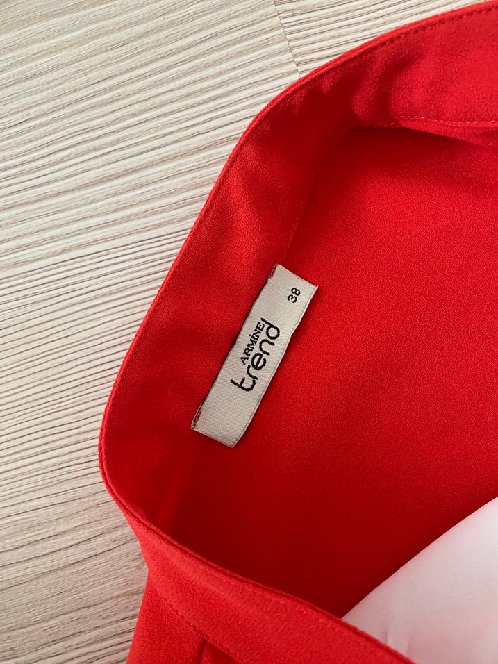 Kadın Kırmızı Fermuarlı Midi Ceket - Görsel 5