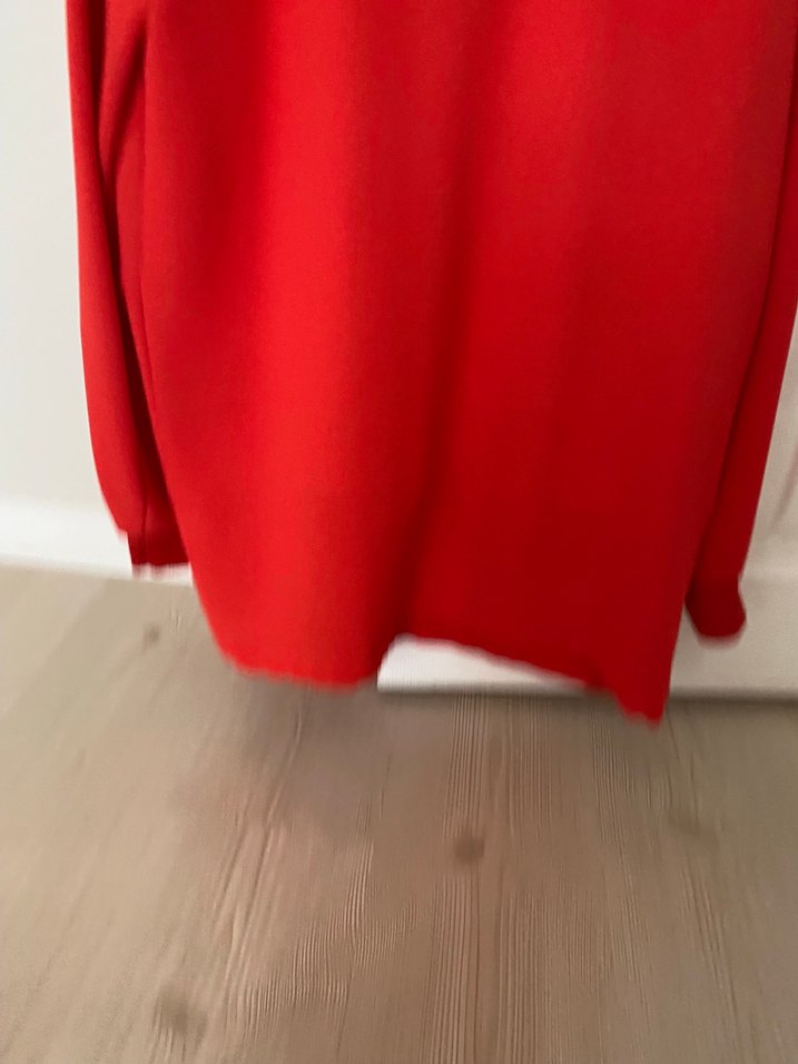 Kadın Kırmızı Fermuarlı Midi Ceket - Görsel 4