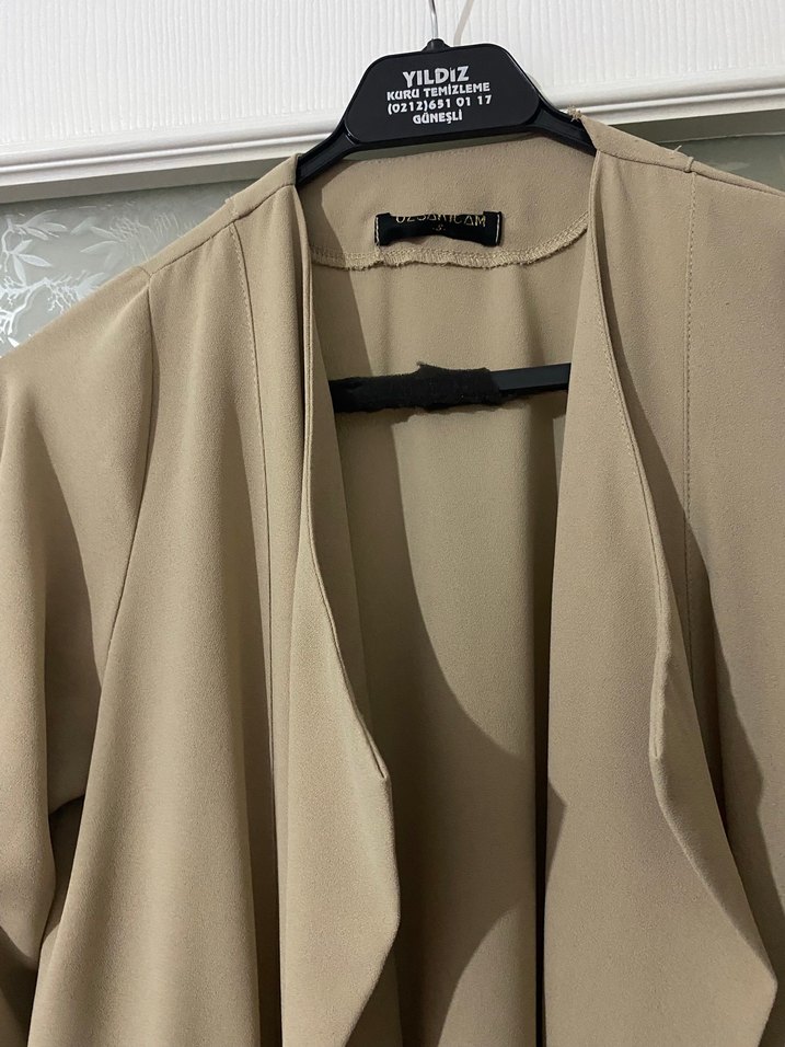 Bej Uzun Kadın Trençkot - Görsel 2
