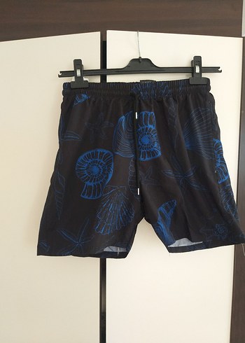 Erkek Mavi Bağlamalı Desenli Mini Deniz Şort - Görsel 2