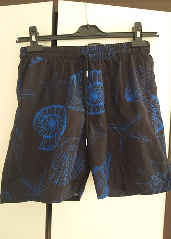 Erkek Mavi Bağlamalı Desenli Mini Deniz Şort - Görsel 3