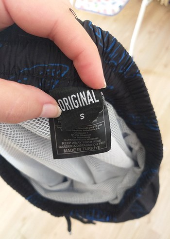 Erkek Mavi Bağlamalı Desenli Mini Deniz Şort - Görsel 5