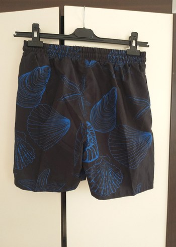 Erkek Mavi Bağlamalı Desenli Mini Deniz Şort - Görsel 4