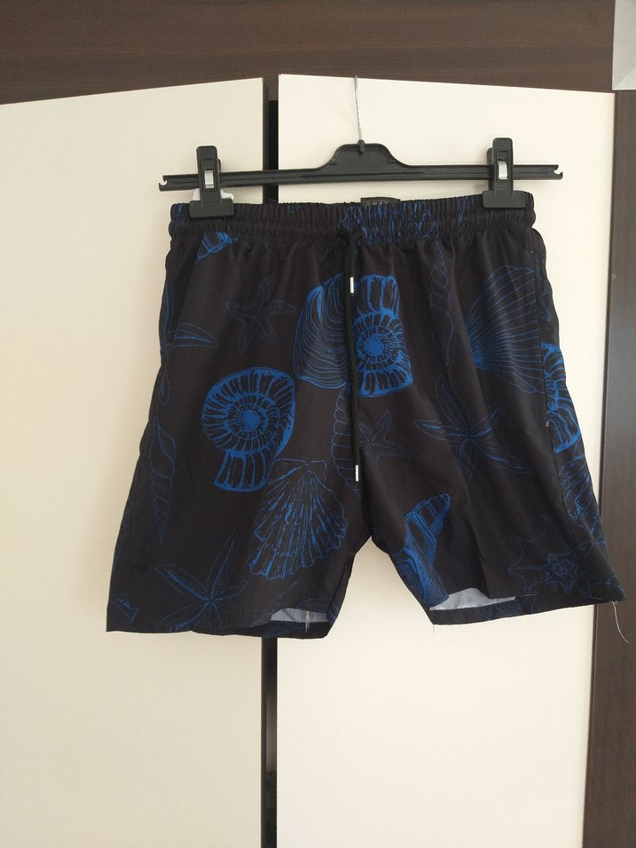 Erkek Mavi Bağlamalı Desenli Mini Deniz Şort - Görsel 2