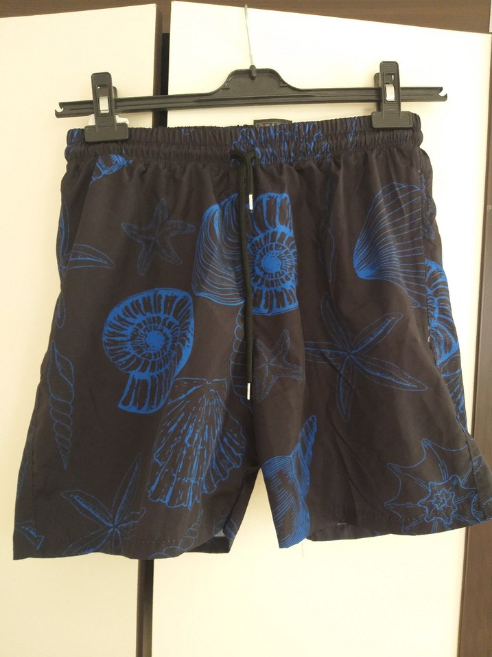 Erkek Mavi Bağlamalı Desenli Mini Deniz Şort - Görsel 3