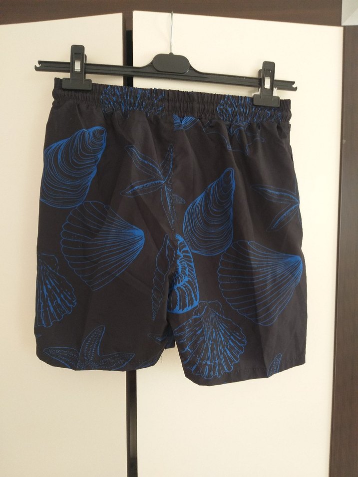 Erkek Mavi Bağlamalı Desenli Mini Deniz Şort - Görsel 4