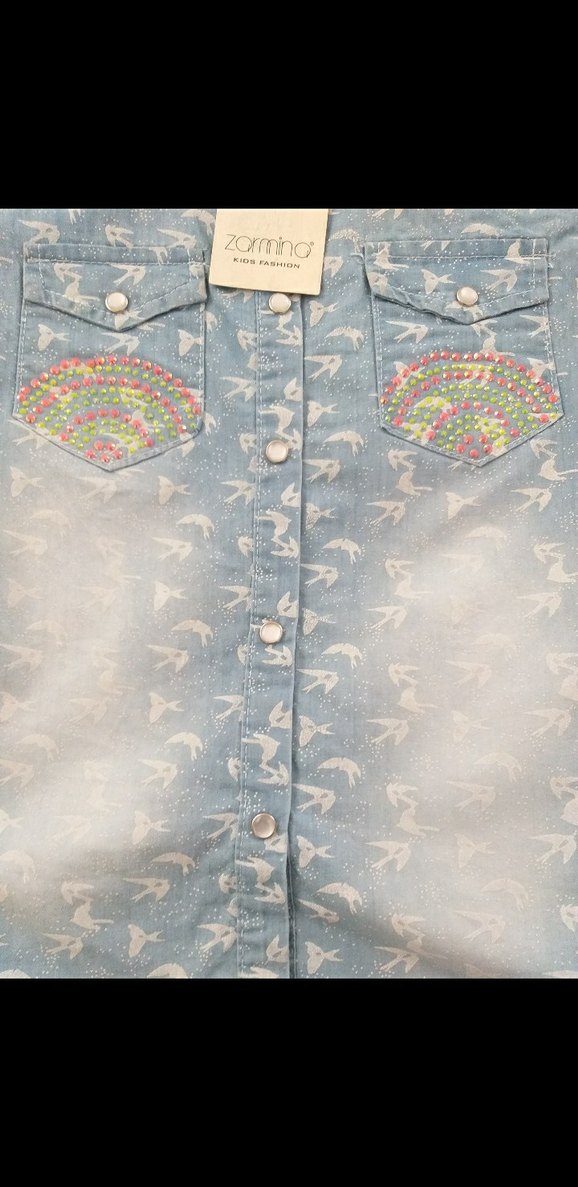 Kız Çocuk Mavi Denim Gömlek - Görsel 2