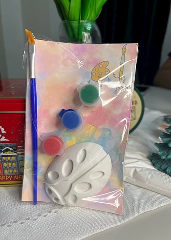 Beyaz Kelebek Figürlü taş Boyama Seti - Görsel 4