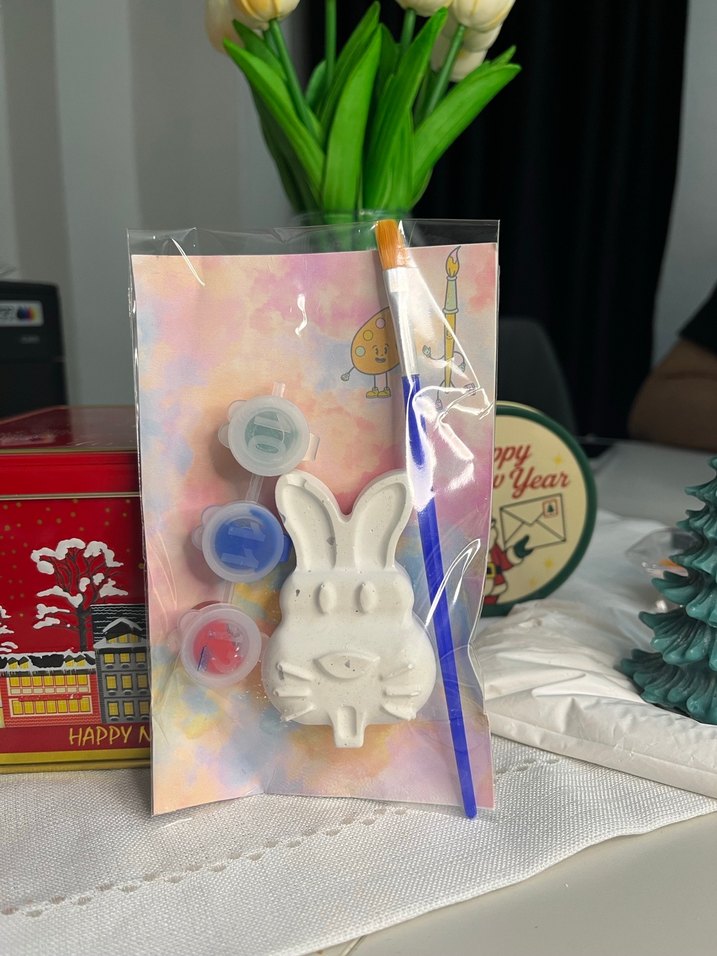 Beyaz Kelebek Figürlü taş Boyama Seti - Görsel 3