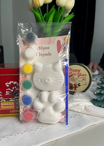 Kedi Figürlü taş Boyama  Seti doğum günü hediyesi - Görsel 3