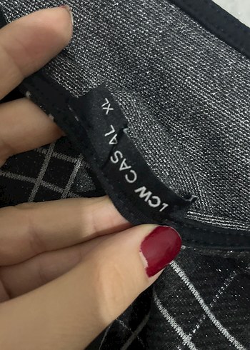 xl Beden gri Renk Gri Kareli Askılı Midi Elbise