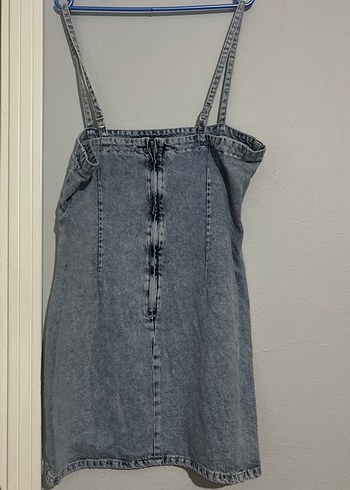 42 Beden Kadın mavi taşlı Mini Denim Elbise