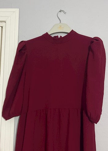 Bordo Uzun Kollu Salaş Elbise - Görsel 2