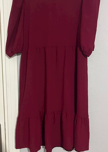 Bordo Uzun Kollu Salaş Elbise - Görsel 3