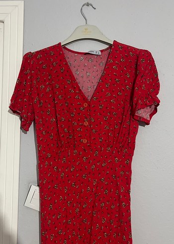 Kısa Kollu Kırmızı Bohem Uzun Elbise - Görsel 2