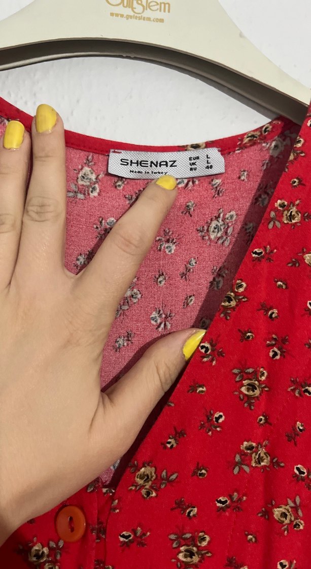 Kısa Kollu Kırmızı Bohem Uzun Elbise - Görsel 4