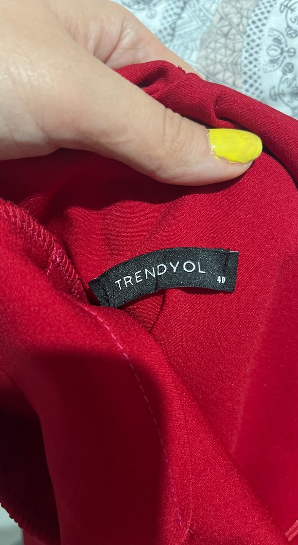 Bordo Midi Fırfırlı Kısa Kollu Kadın Elbise - Görsel 5