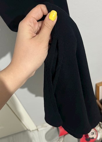 Siyah V Yaka Uzun Dar Kesim Elbise - Görsel 6