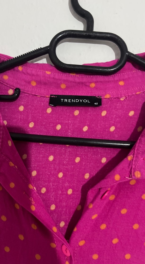 Pembe  Uzun Düğmeli Bohem Elbise - Görsel 4