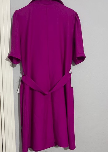 Düğmeli Mor Kadın Uzun Ceket - Görsel 6