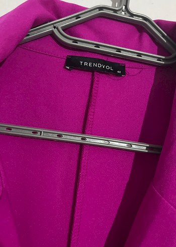 Düğmeli Mor Kadın Uzun Ceket - Görsel 5