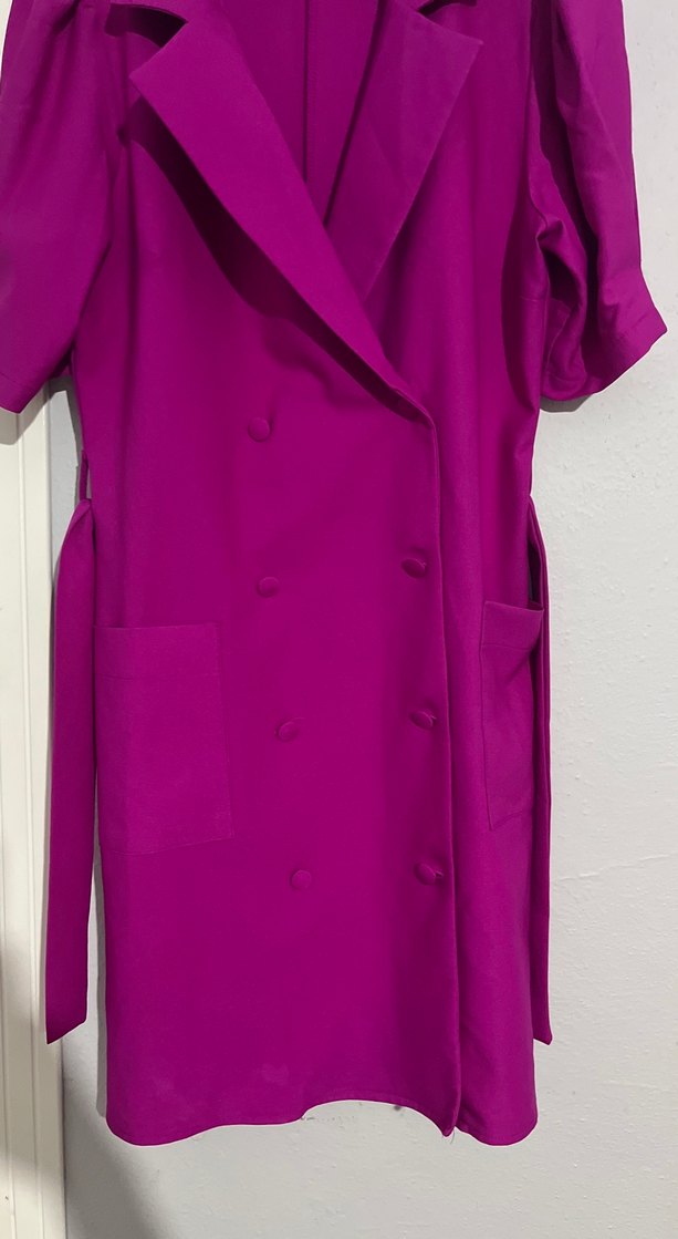 Düğmeli Mor Kadın Uzun Ceket - Görsel 3