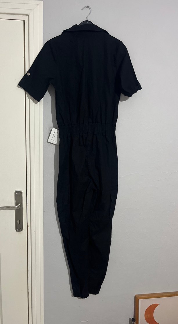 Kadın Siyah Uzun Kemerli Tulum - Görsel 4