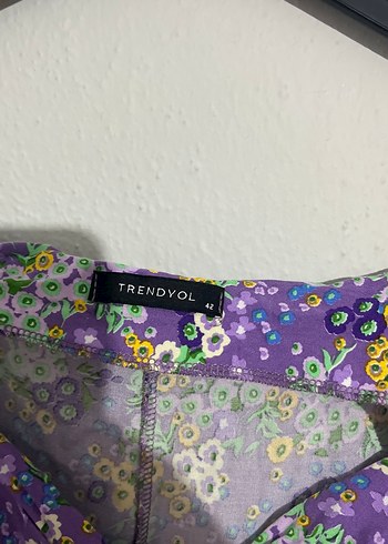 Mor Bağlama Desenli Bohem Mini Elbise - Görsel 3