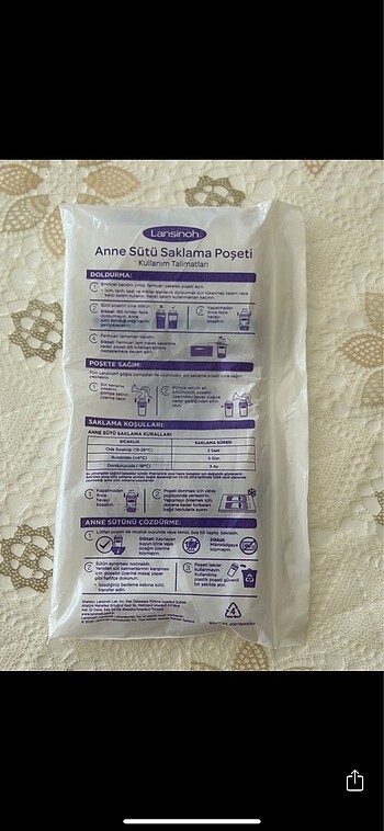 Lansinoh süt saklama poşeti