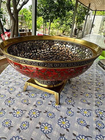 pirinç aynalı jardinyer