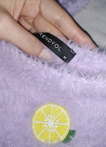 m Beden Lila tüylü crop