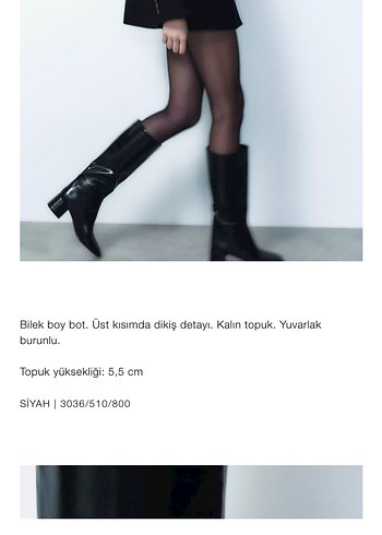 Zara Kadın Siyah Deri Diz Üstü Fermuarlı Bot