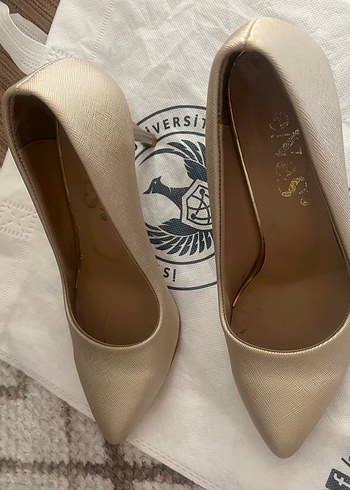 Diğer Diger Bej Saten Stiletto Topuklu Kadın Ayakkabı