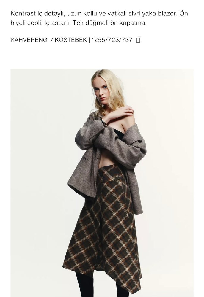 Zara Omuz Pedli Balık Sırtı Blazer - Görsel 2