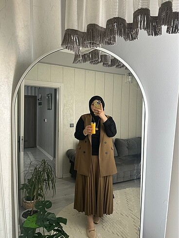 52 Beden camel Renk Ceket etek takımı