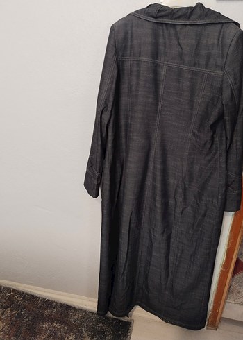 Gri Uzun Denim Kadın Kaban - Görsel 2