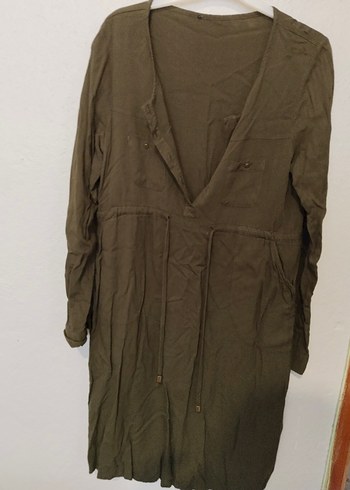 Kadın Haki Uzun  Düğmeli tunik - Görsel 2