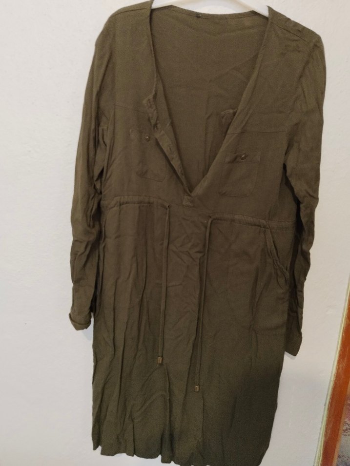 Kadın Haki Uzun  Düğmeli tunik - Görsel 2