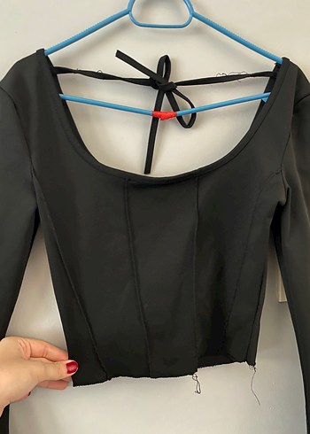 Diğer Siyah Strappy Halter Yaka Bluz
