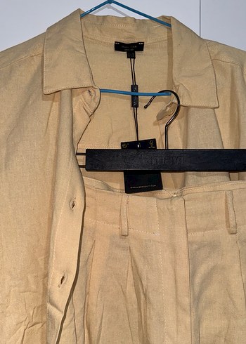 s Beden camel Renk SIFIR TAKIM ETİKETKİ KETEN massimo dutti