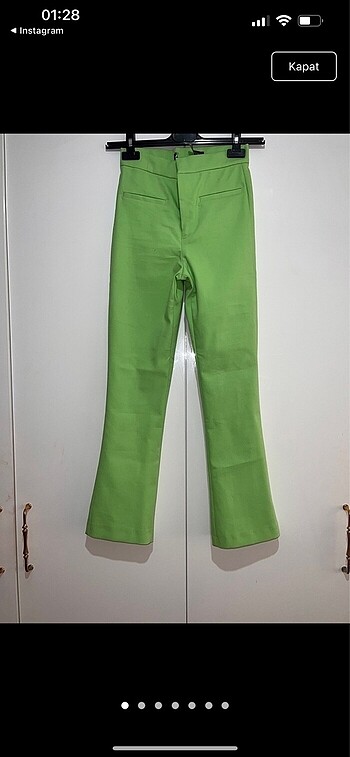 Zara fıstık yeşili pantolon çok güzel xs beden yüksek bel İADE V