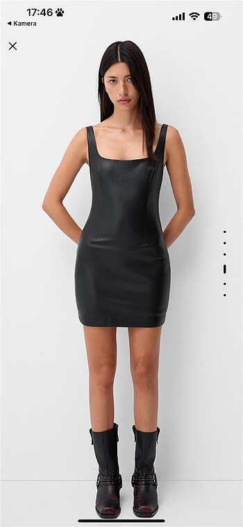 BERSHKA ETİKETLİ DERİ MİNİ ELBİSE İADE VE DEĞİŞİMİ YOKTUR BİLGİN