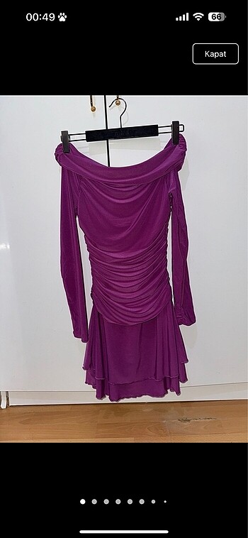 s Beden mor Renk BERSHKA SERIES FIRFIRLI VE UZUN KOLLU MİNİ ELBİSE SIFIR LİLA REN