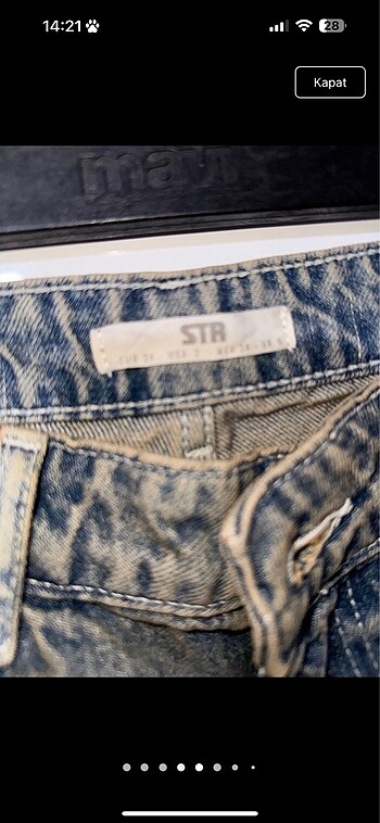 34 Beden haki Renk Stradivarius sıfır jean pantolon çok şık boyfriend tarzı taşlı i