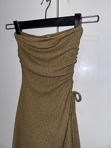 xs Beden haki Renk BERSHKA SIFIR STRAPLEZ İÇ ASTARI MİNİ ŞORT VE MİNİ BİR ELBİSE ÇO