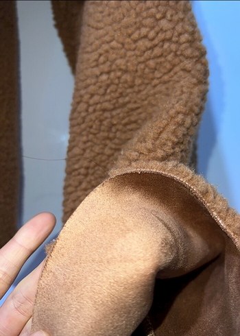 m Beden kahverengi Renk Düğmeli Kahverengi Kadın Peluş Ceket bershka